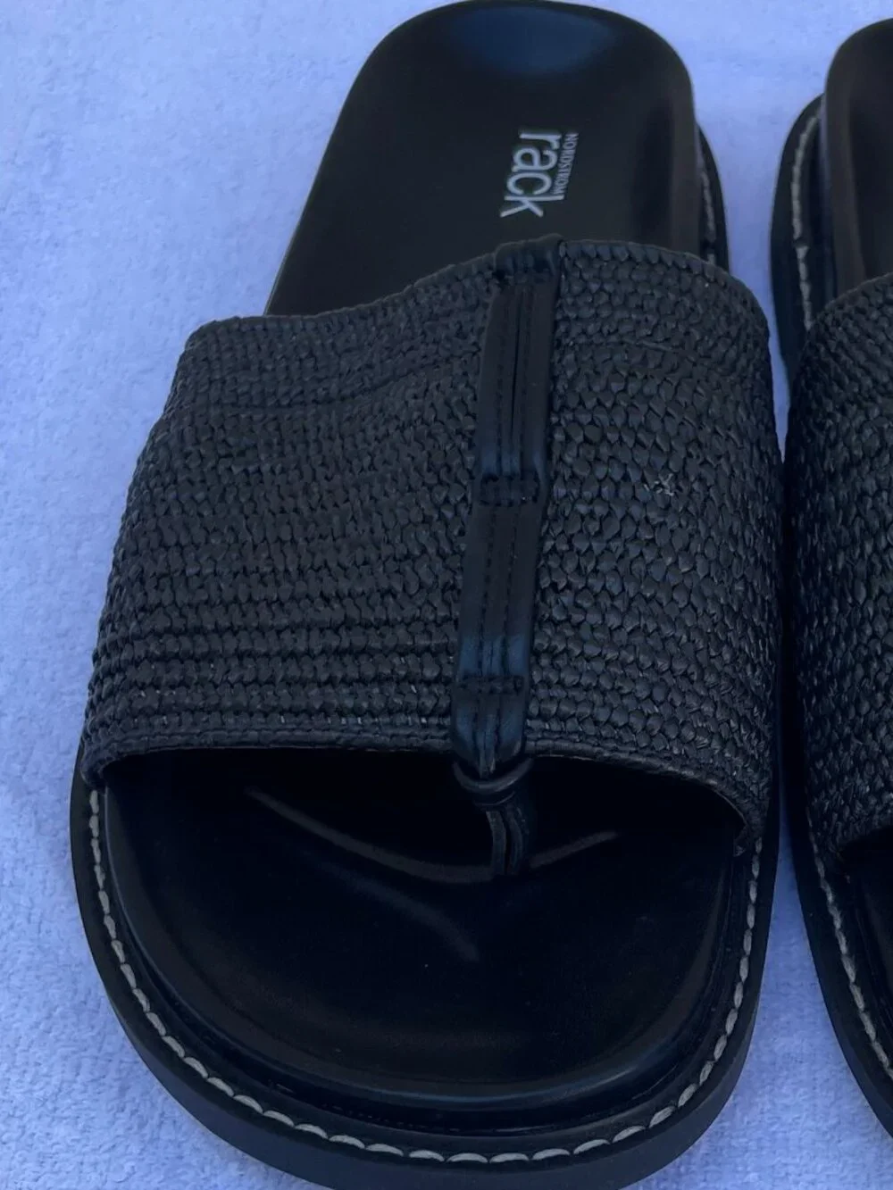 Black Woven Slides